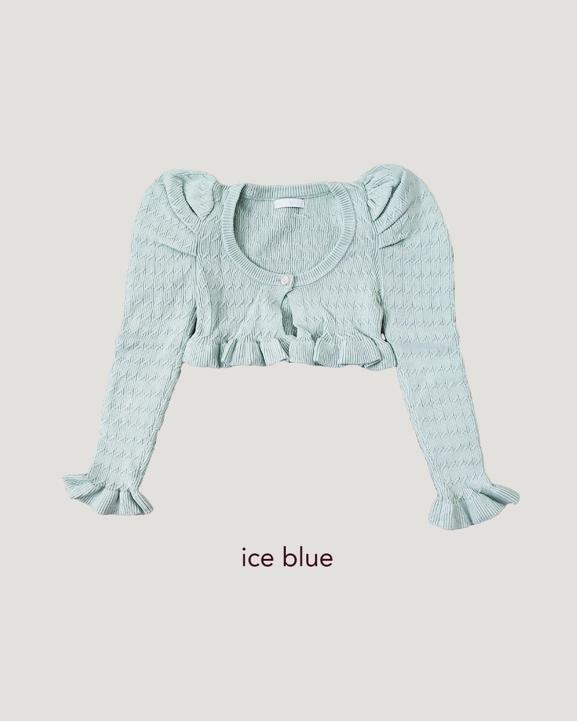 short puff sleeve frill knit cardigan