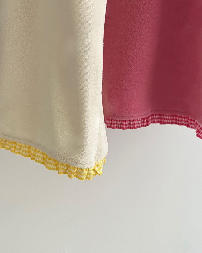 hem gingham check pile fabric T