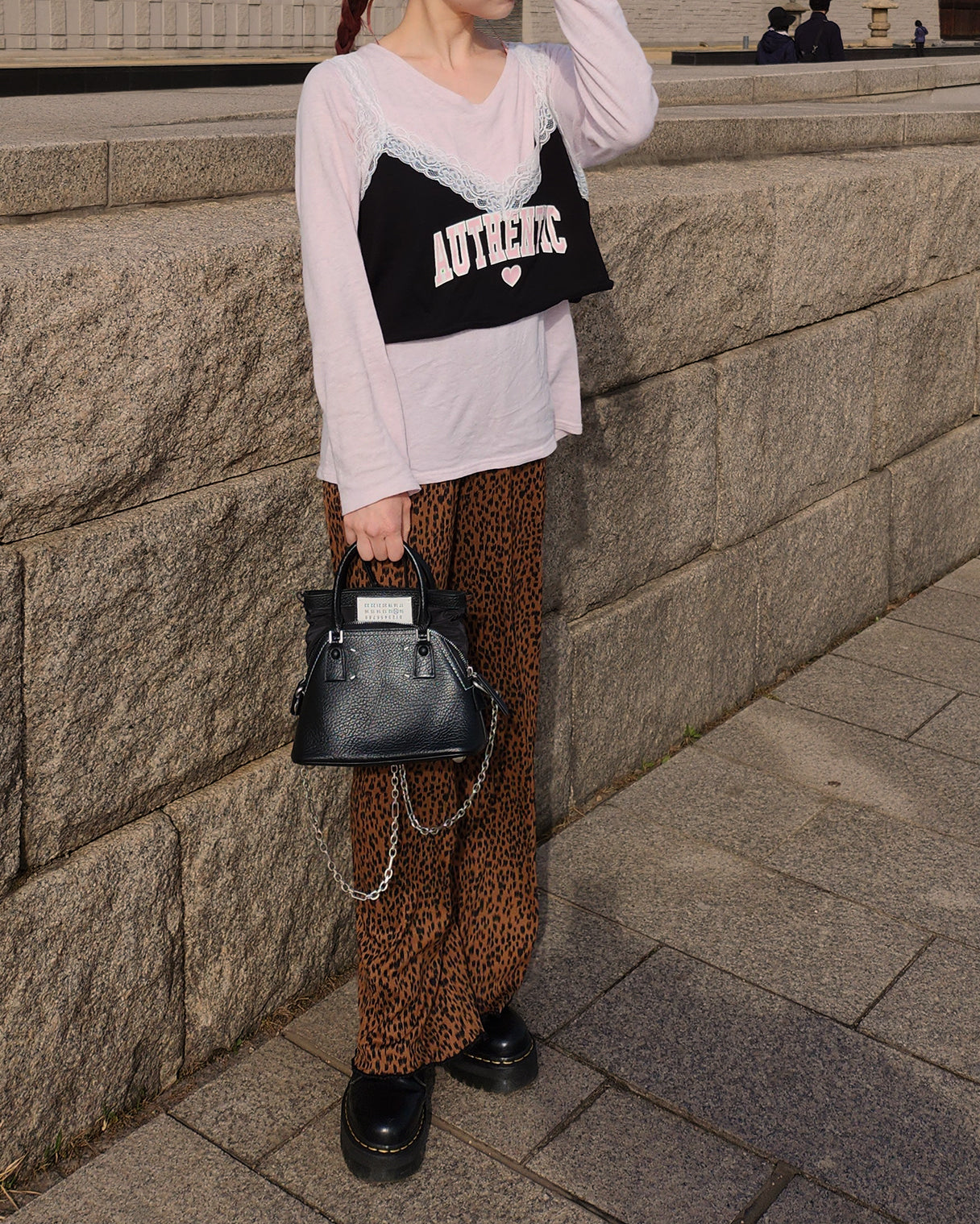 lace point logo sweat  bustier