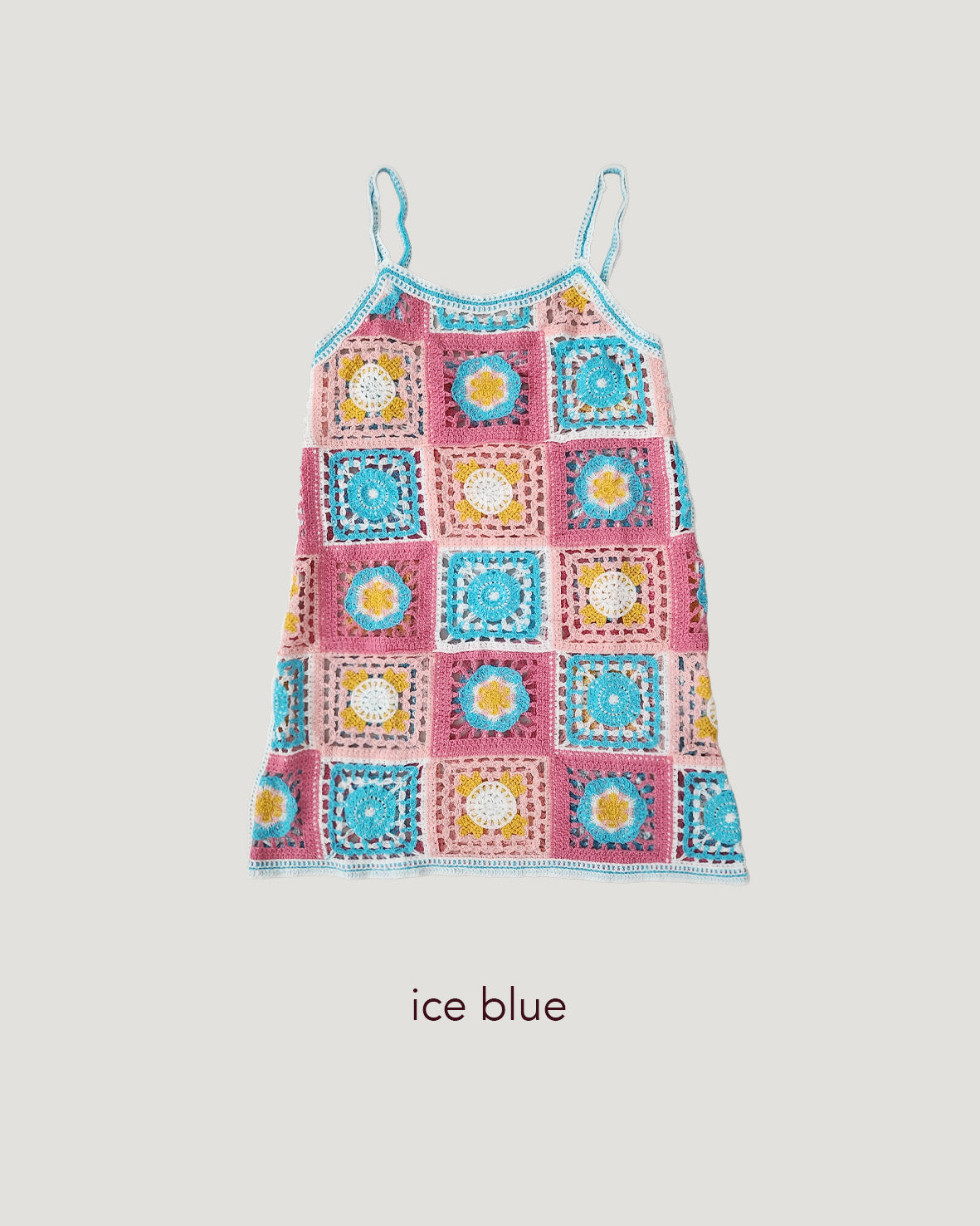 crochet knit flower mini dress