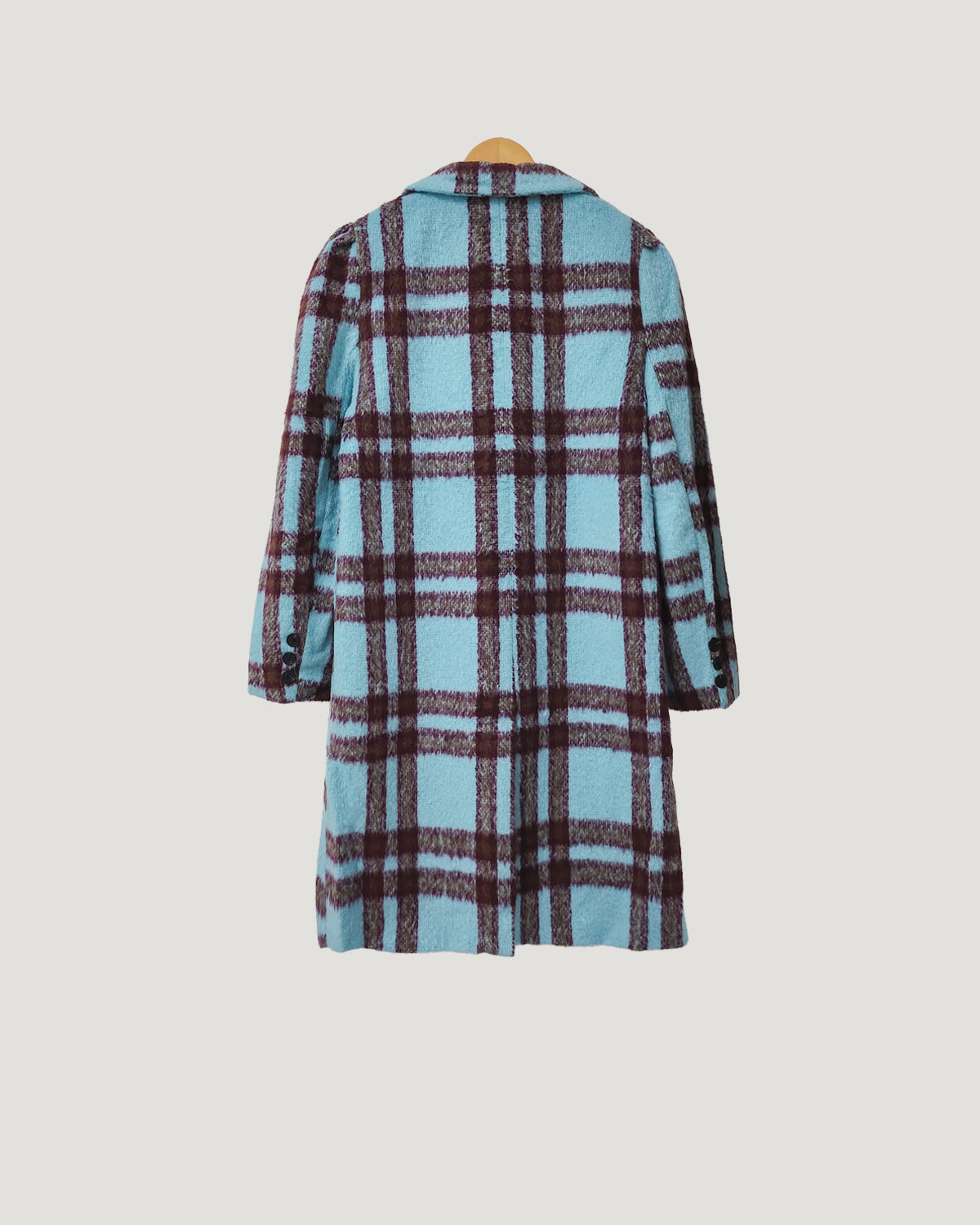 check wool blended coat