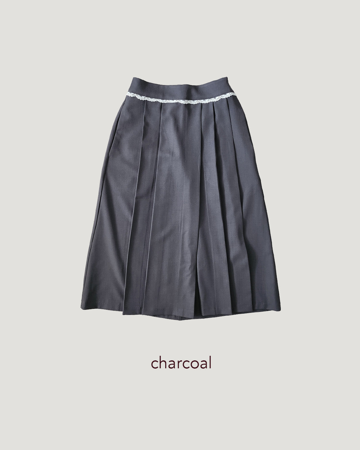 lace point pleated midi skirt