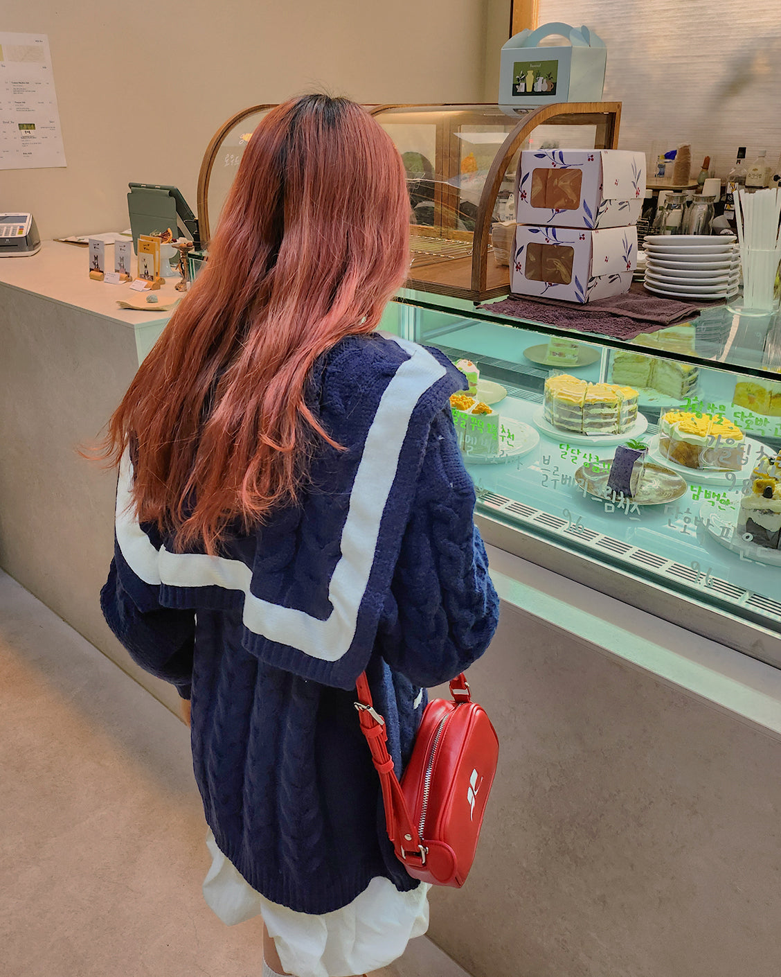 sailor collar oversize knit cardigan