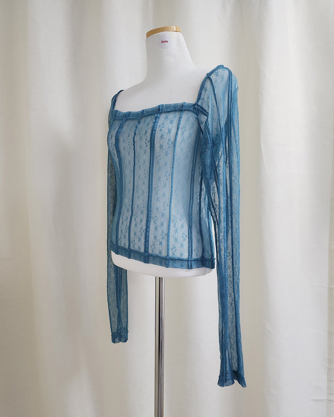 square neck lace sheer top