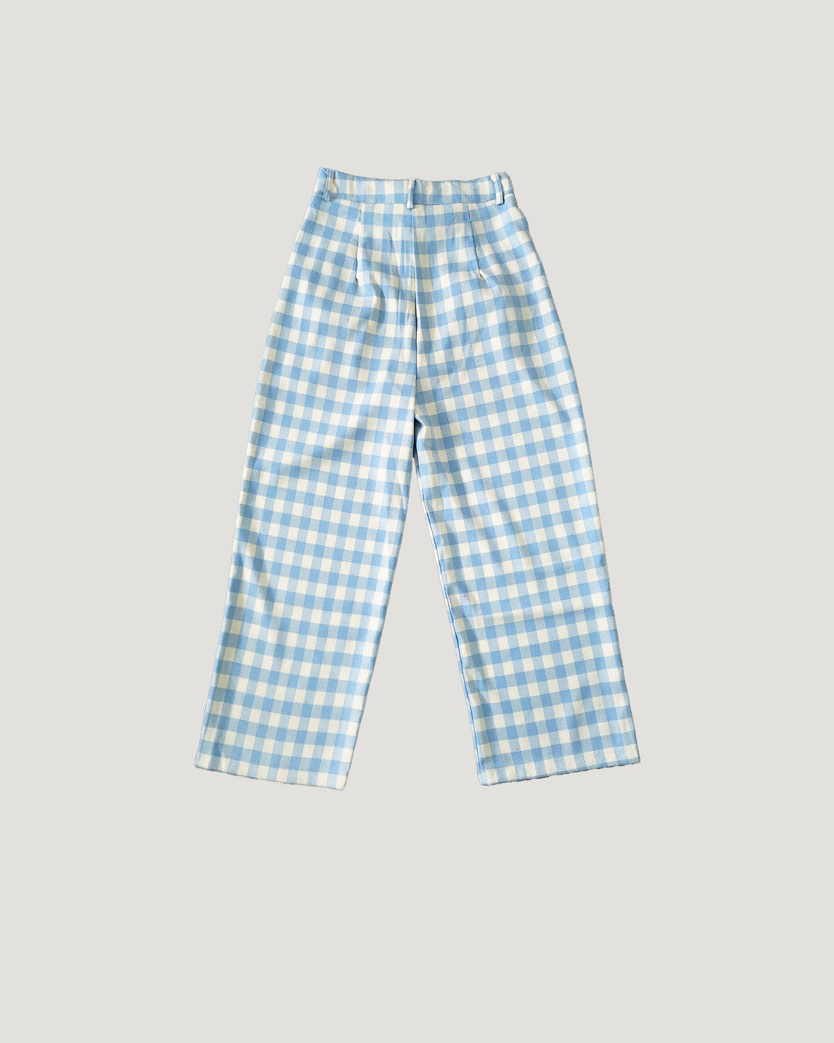 gingham check waist tuck wide pants