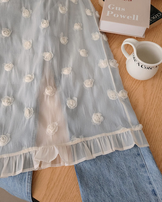 rose motif frill sheer skirt
