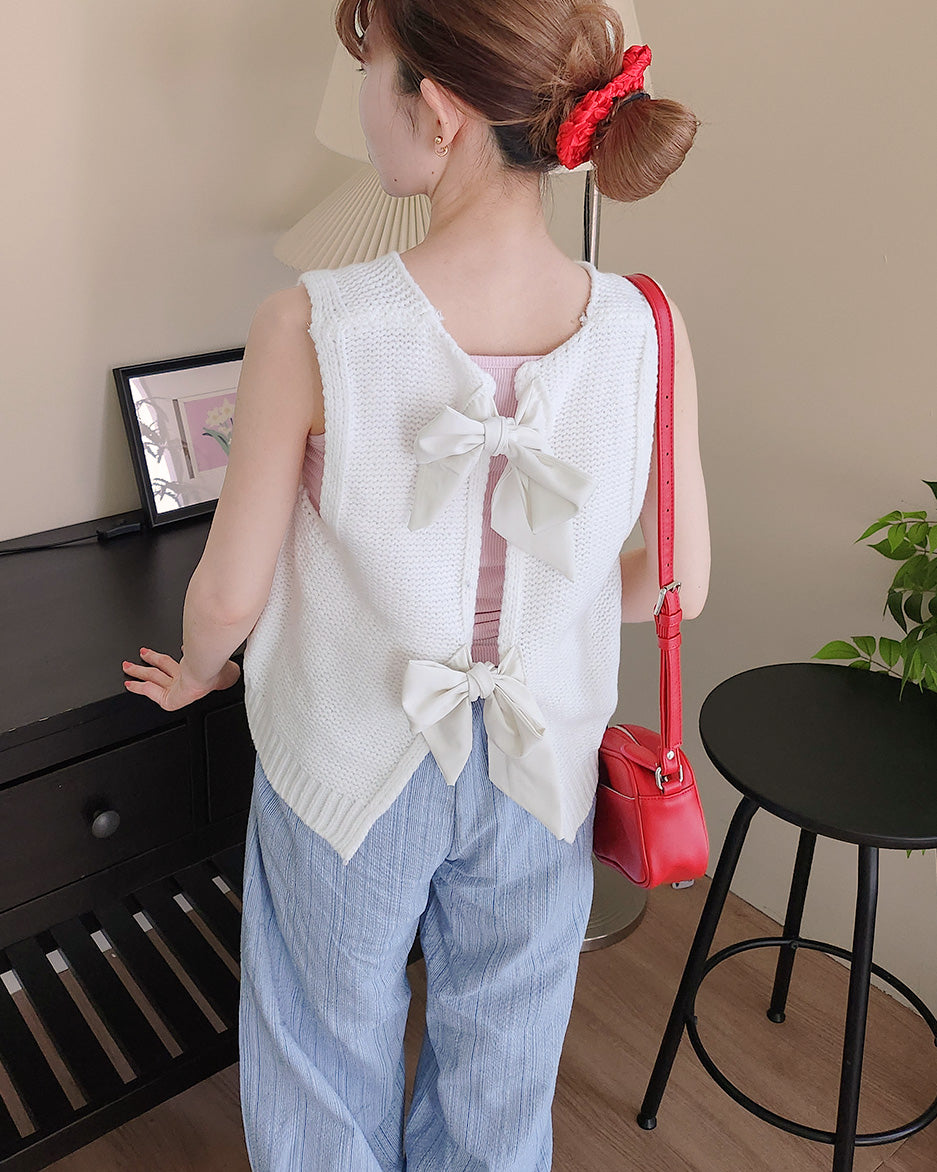 back ribbon knit vest