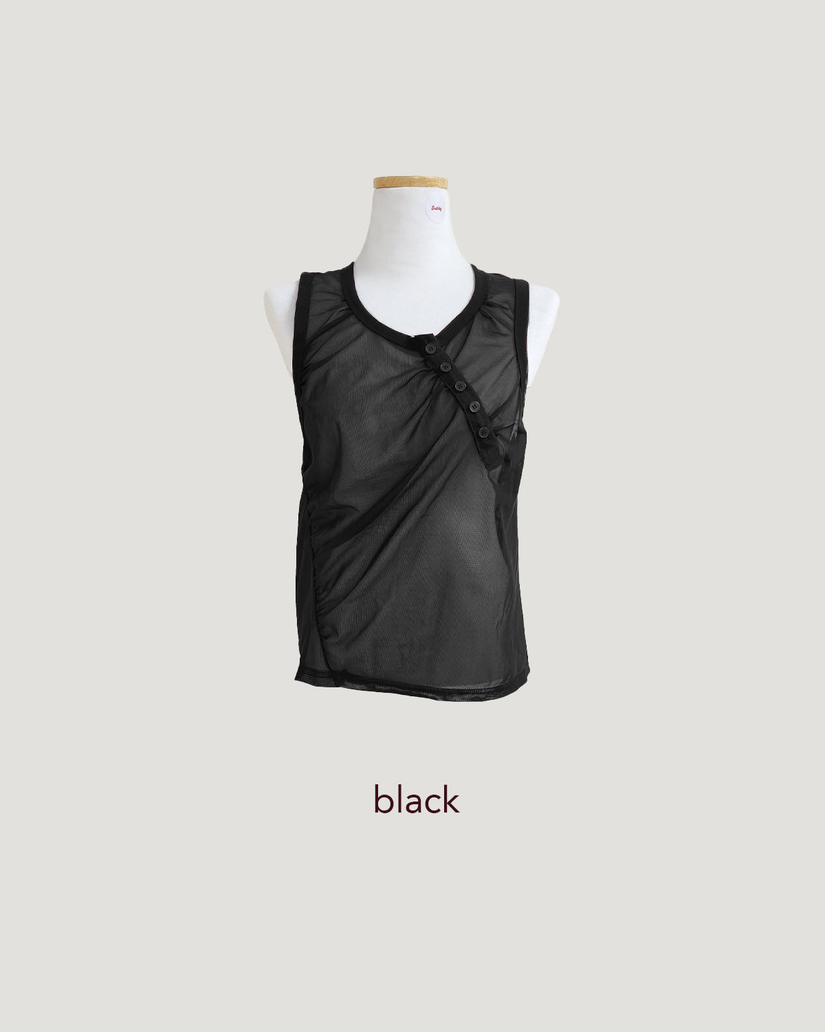 henry neck sheer sleeve less top