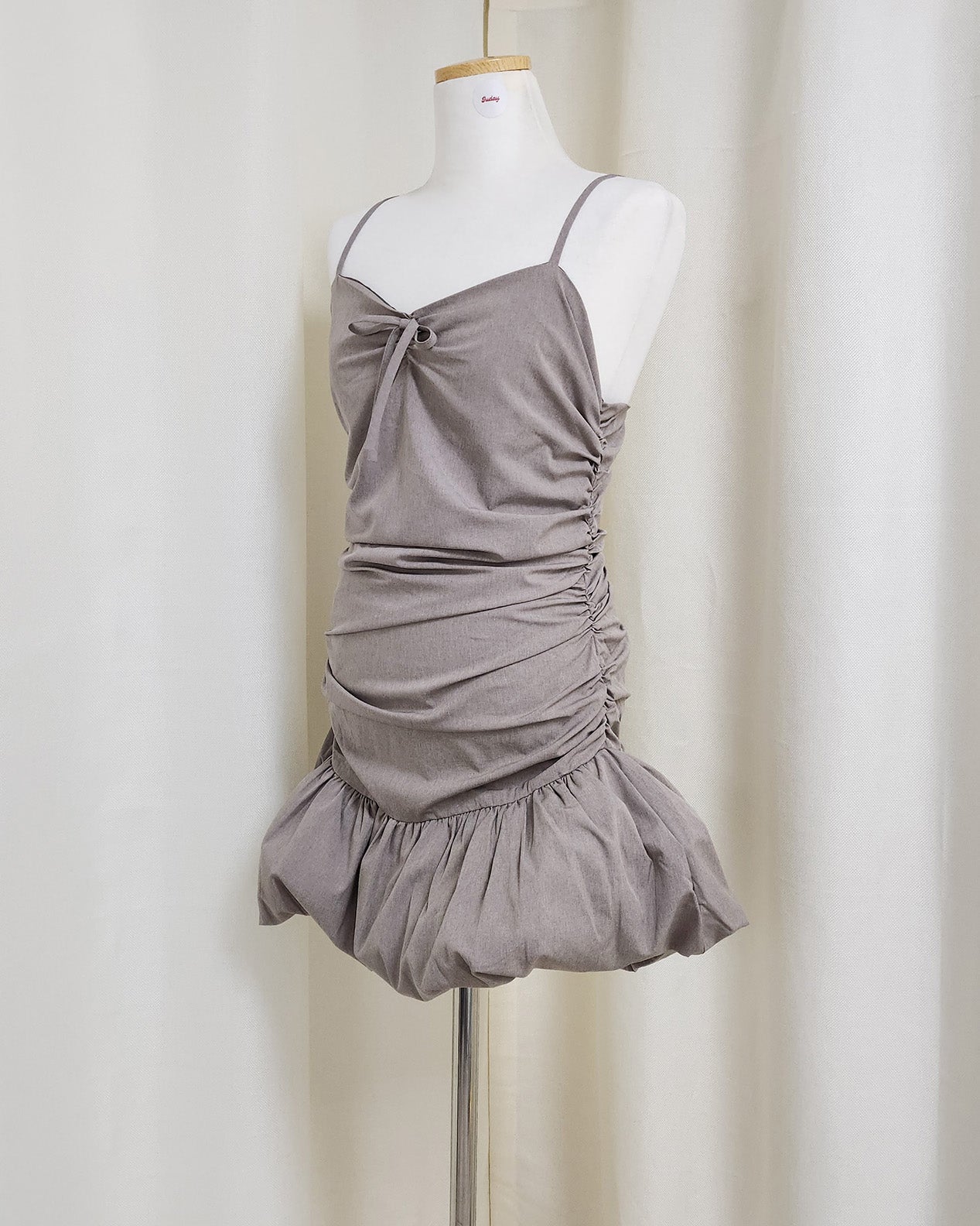 shirring balloon mini dress