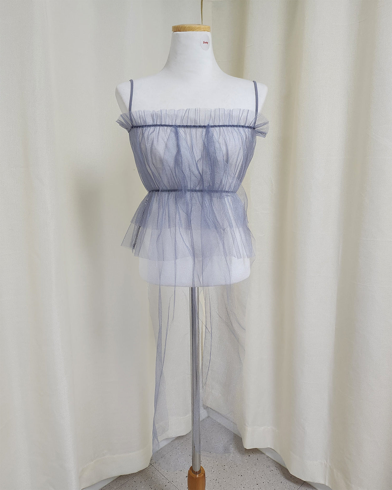 tulle sheer ribbon bustier