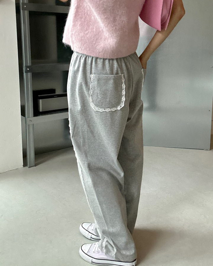 lace line sweat jogger pants