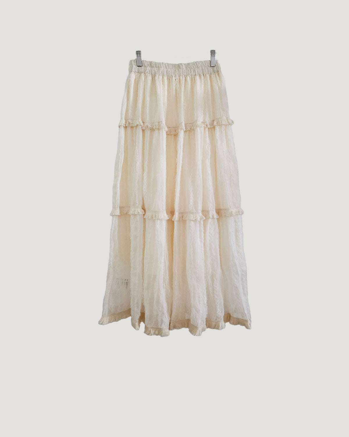 tiered frill fringe long skirt