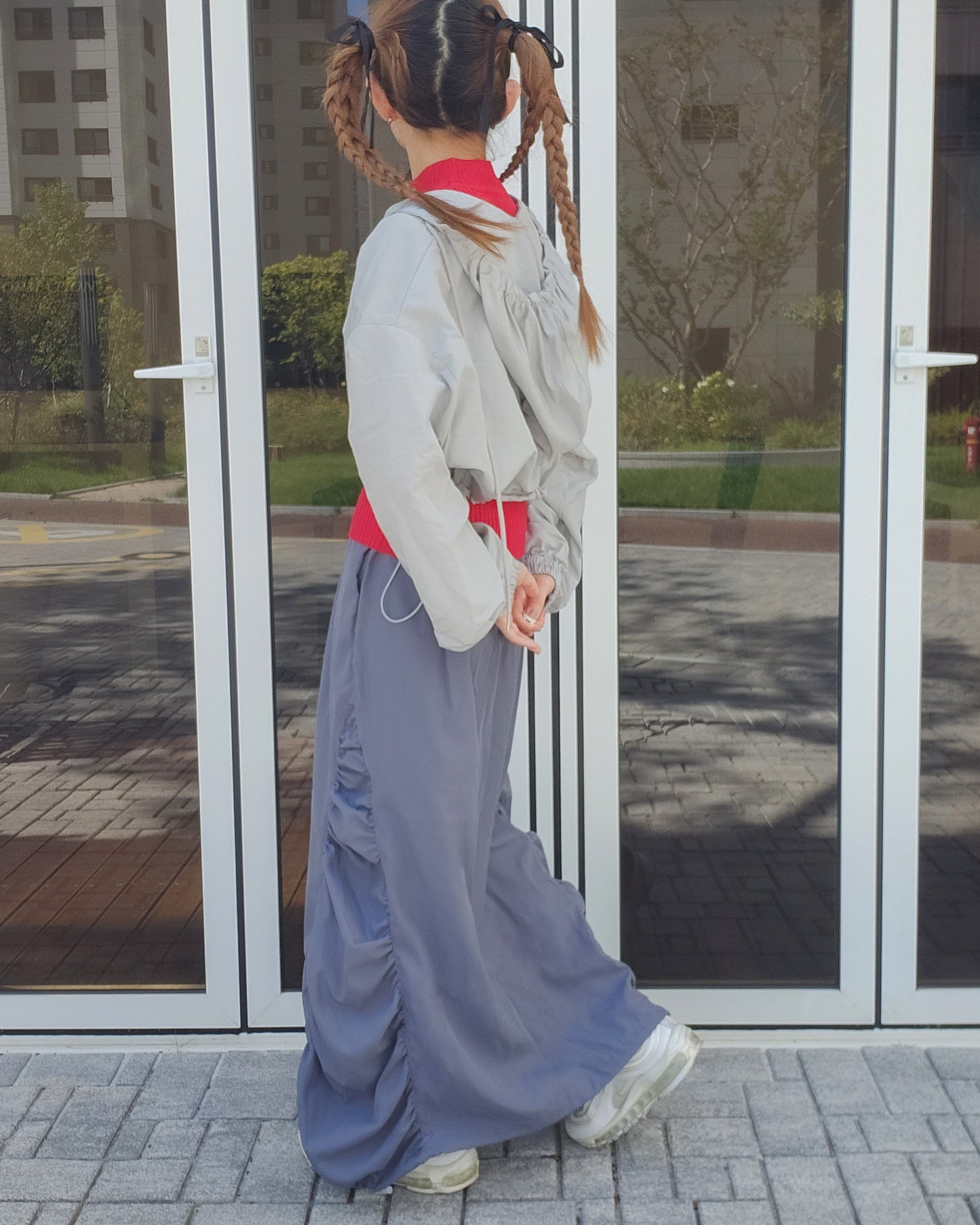 side shirring long skirt