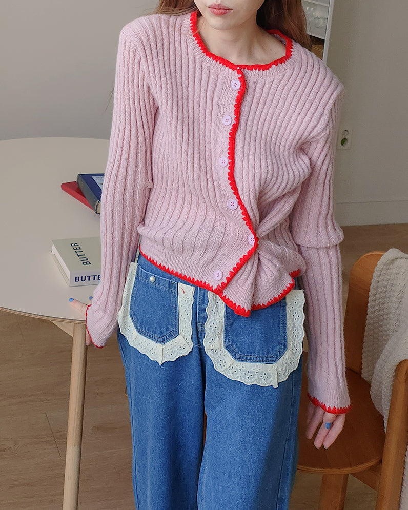 bicolor 2way  knit cardigan