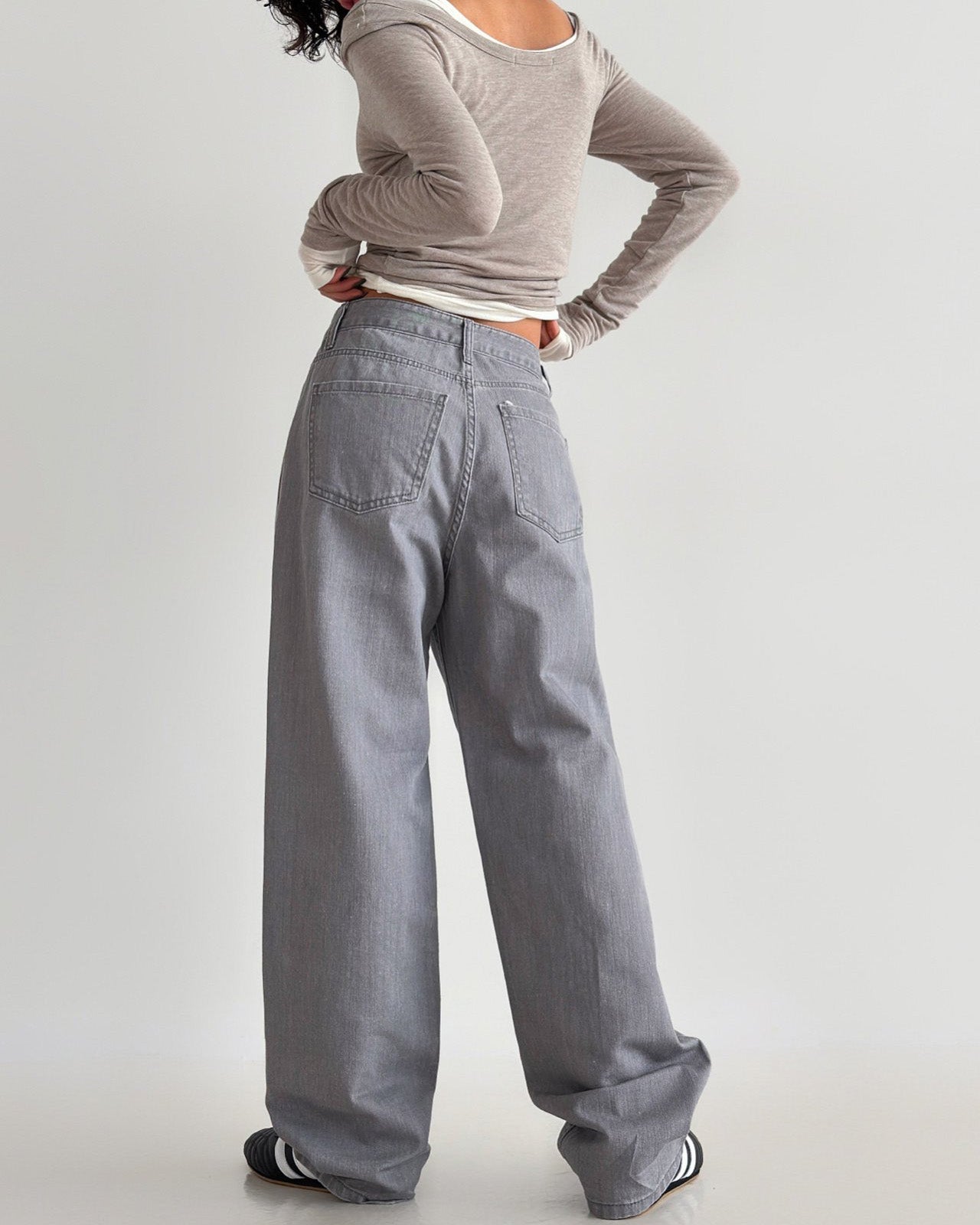 pigment color straight wide cotton pants