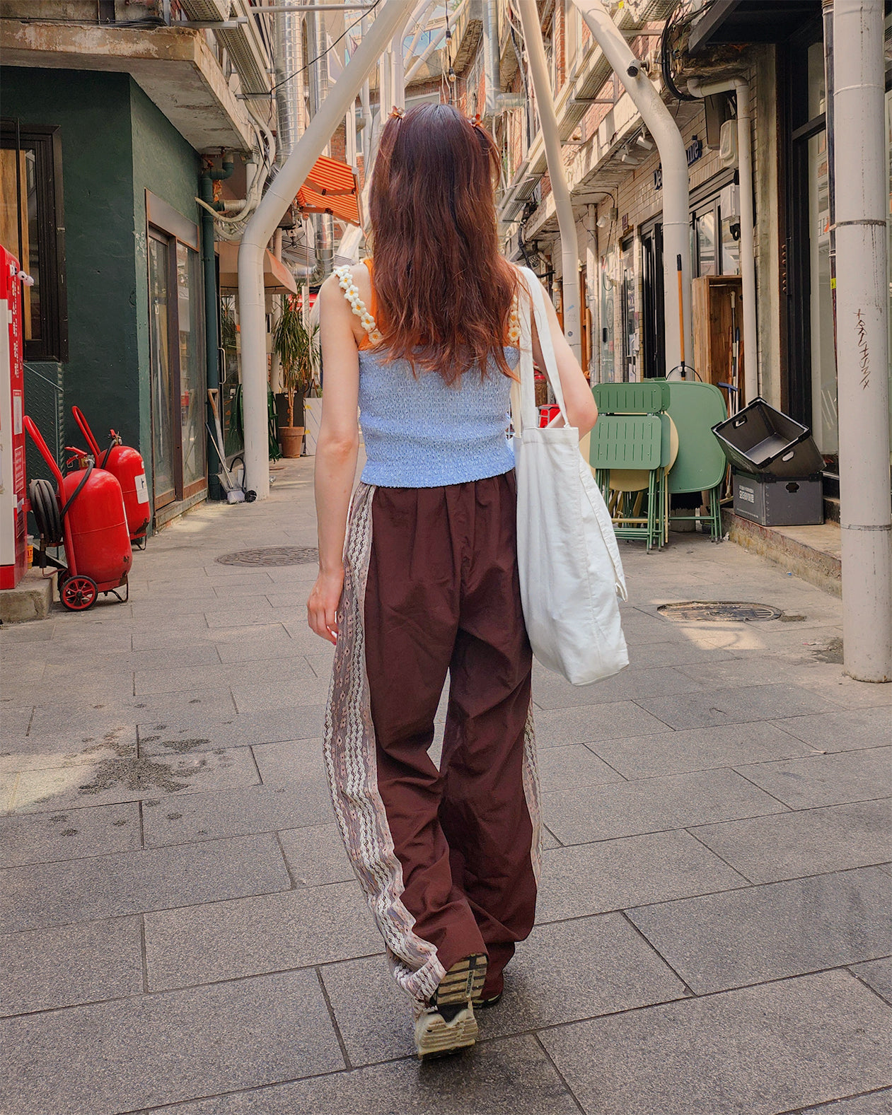 lace line nylon pants