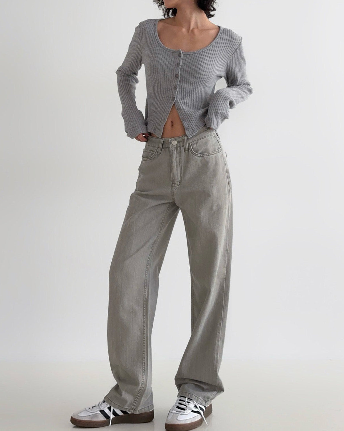 pigment color straight wide cotton pants