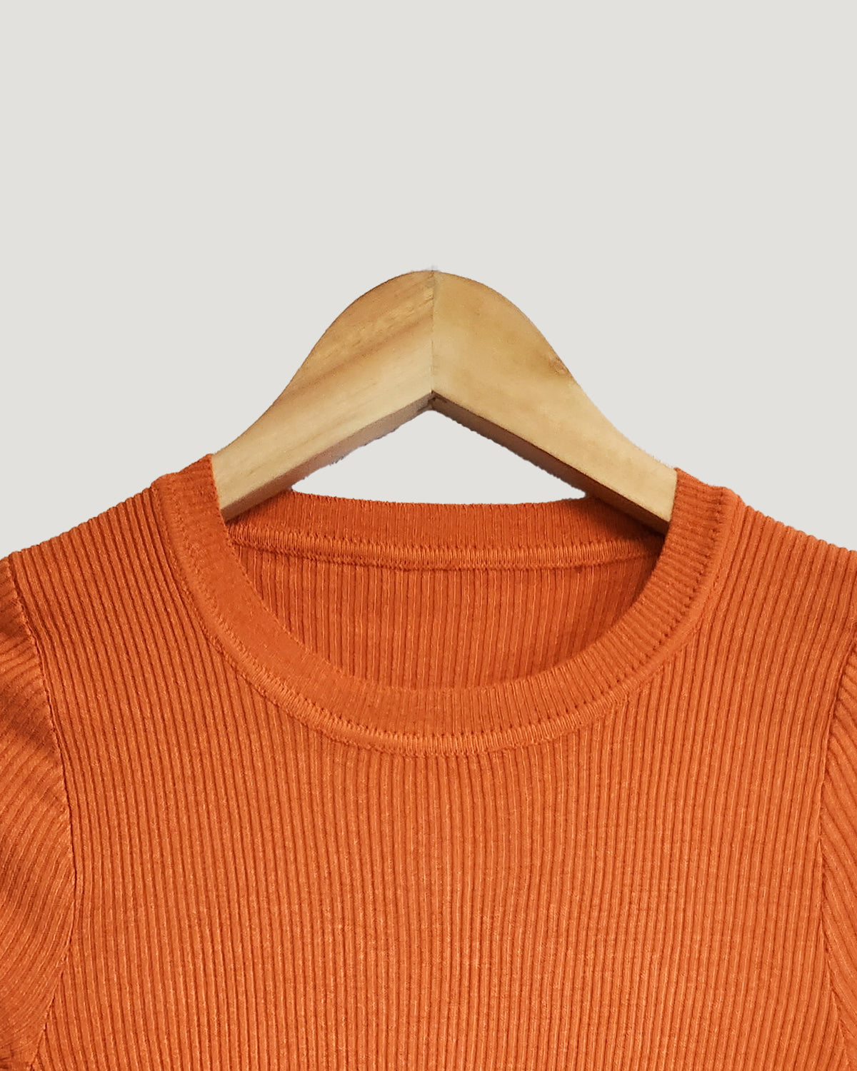 high neck rib knit T