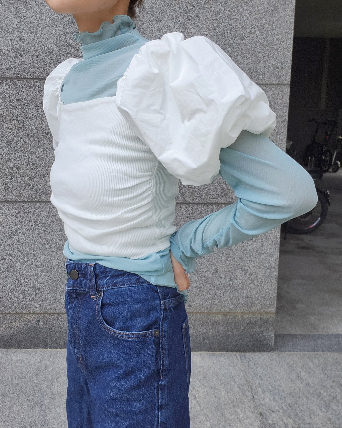 volume puff sleeve short top