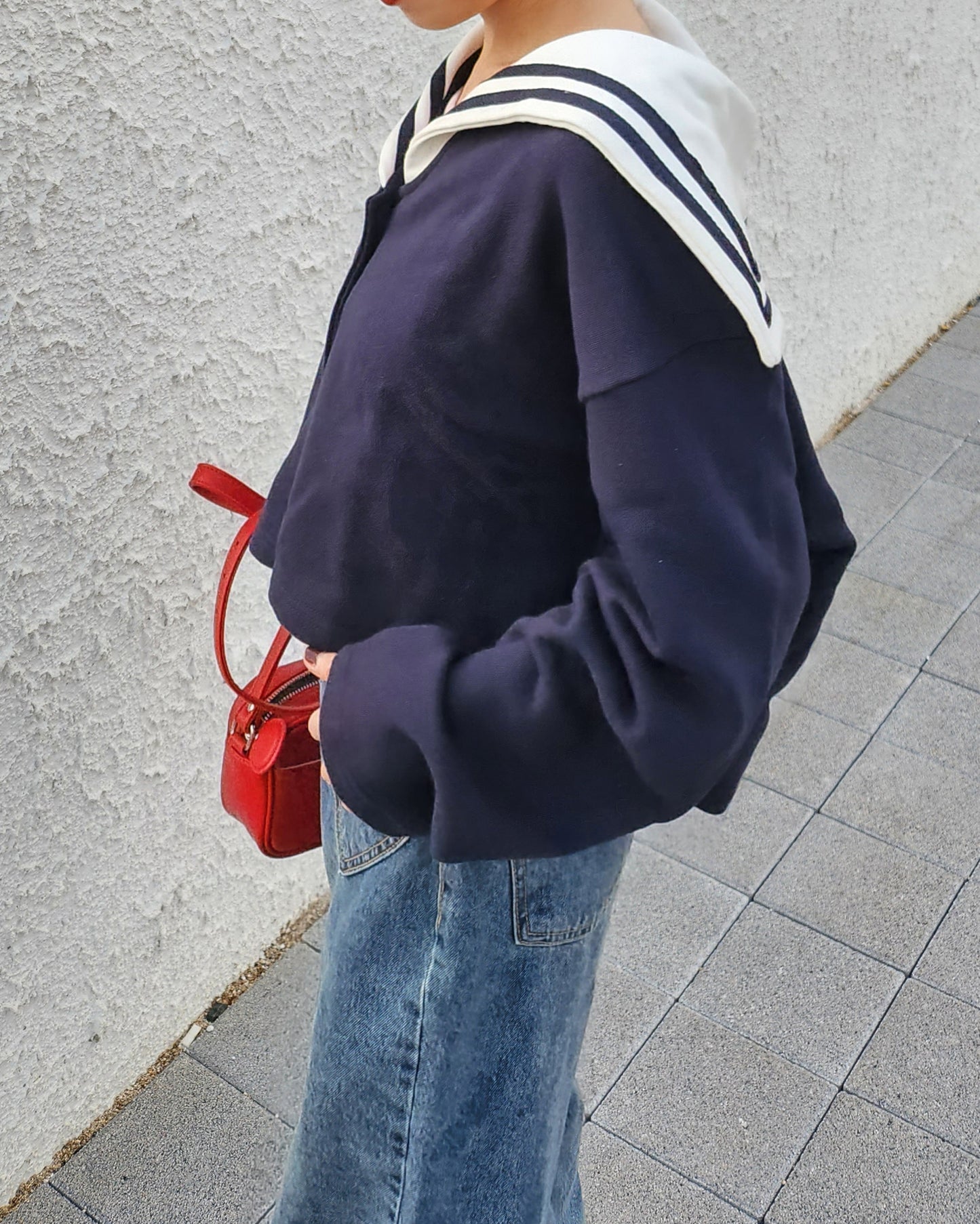 sailor collar sweat cardigan