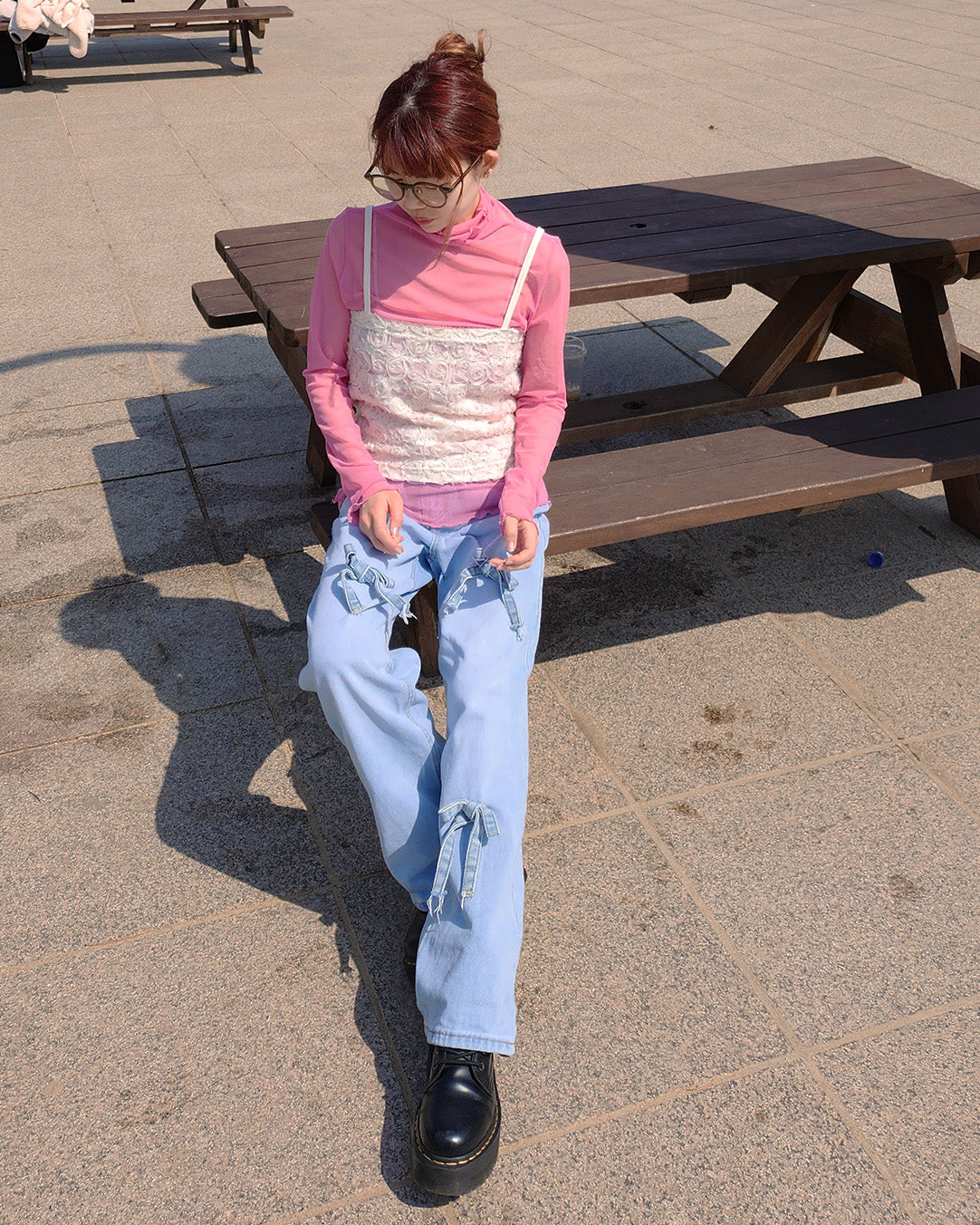 rose motif sheer bustier