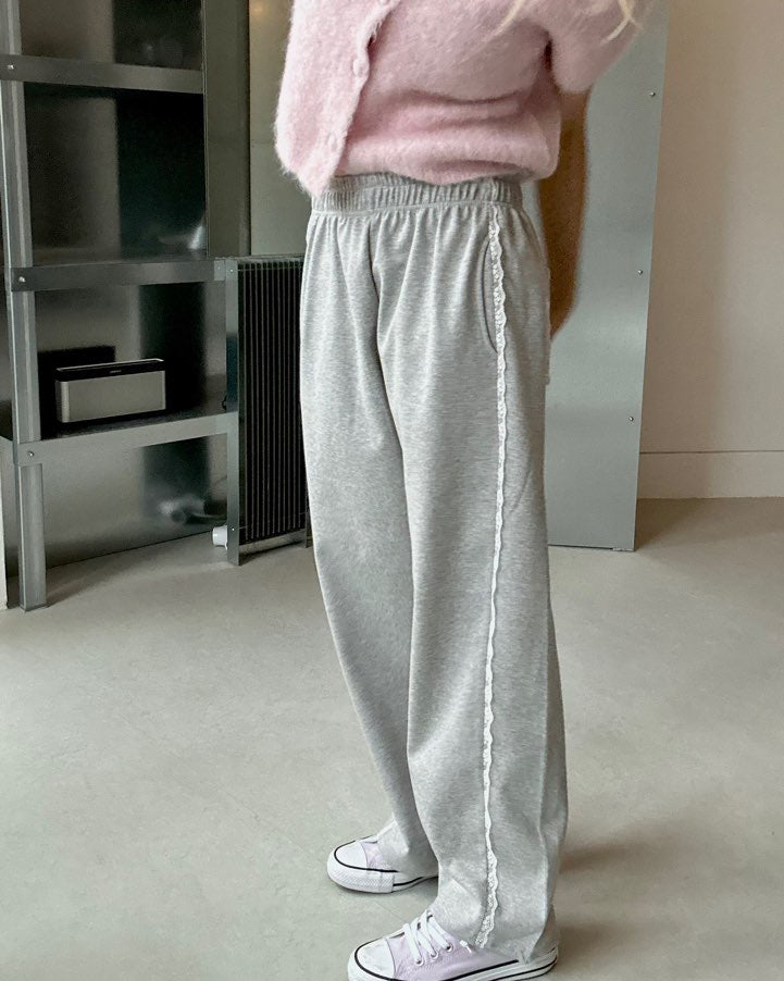 lace line sweat jogger pants