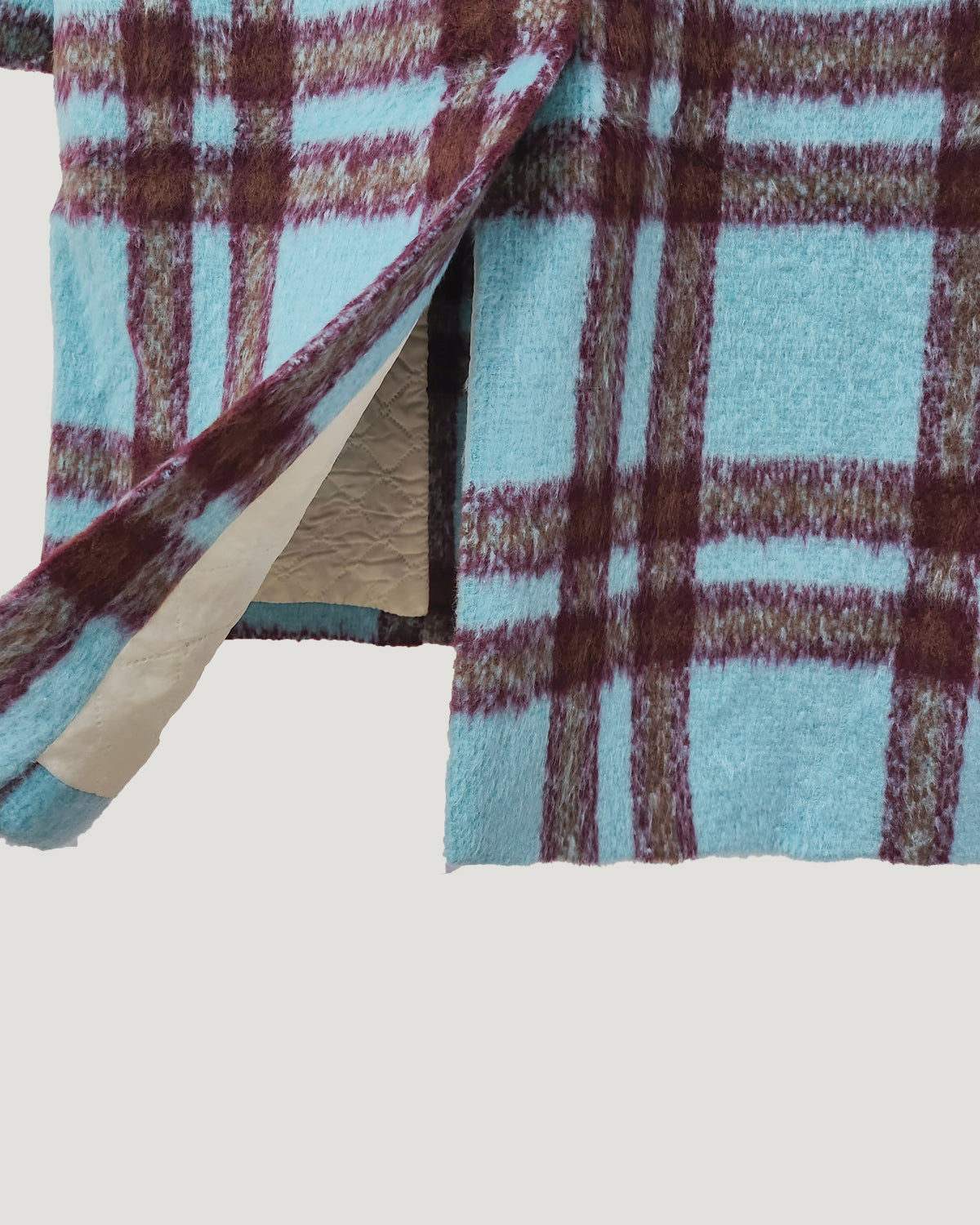 check wool blended coat