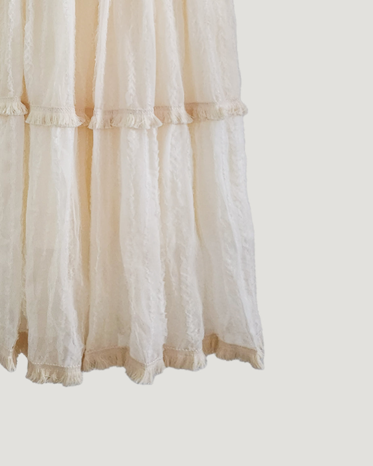 tiered frill fringe long skirt