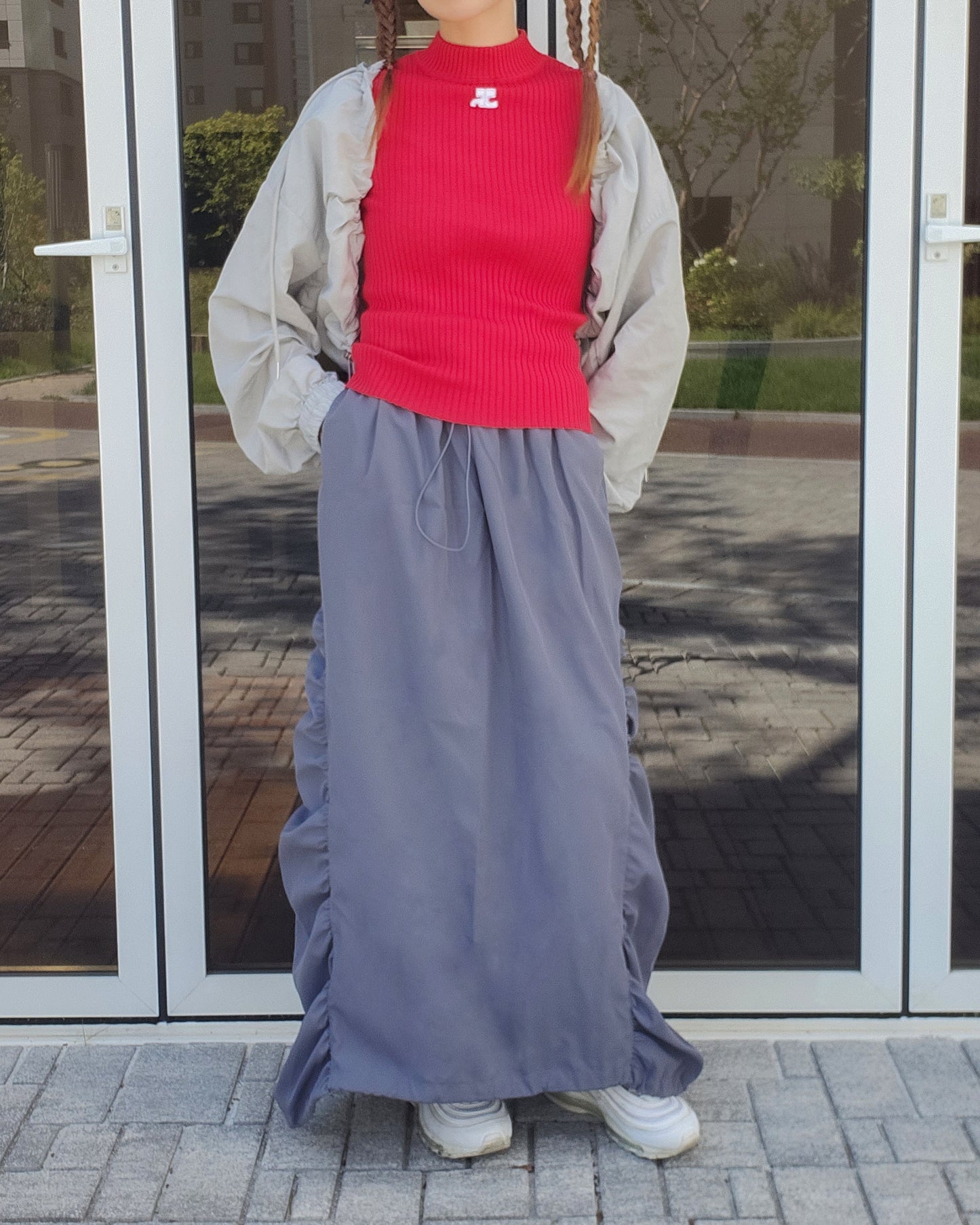 side shirring long skirt
