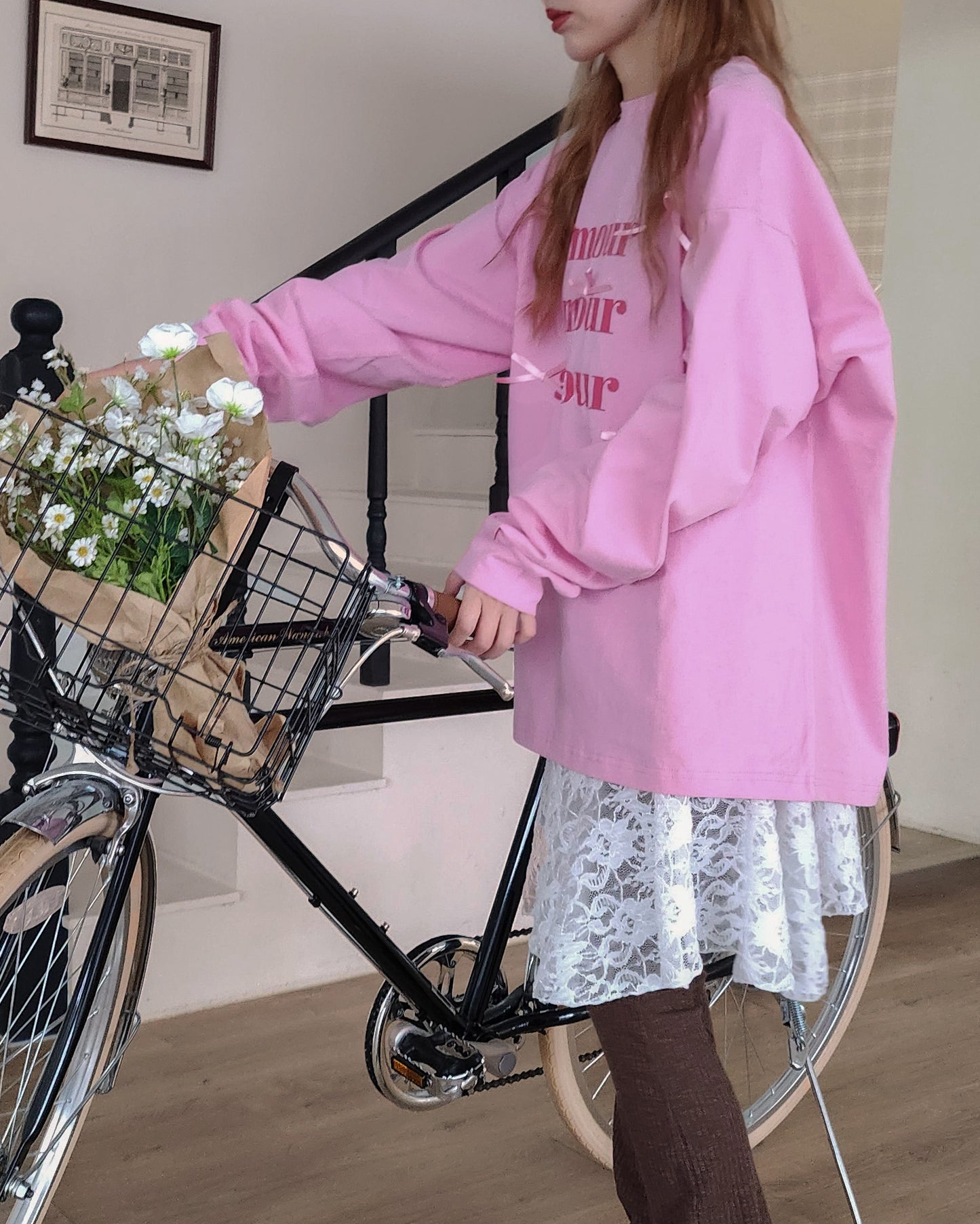 ribbon point logo long sleeve T