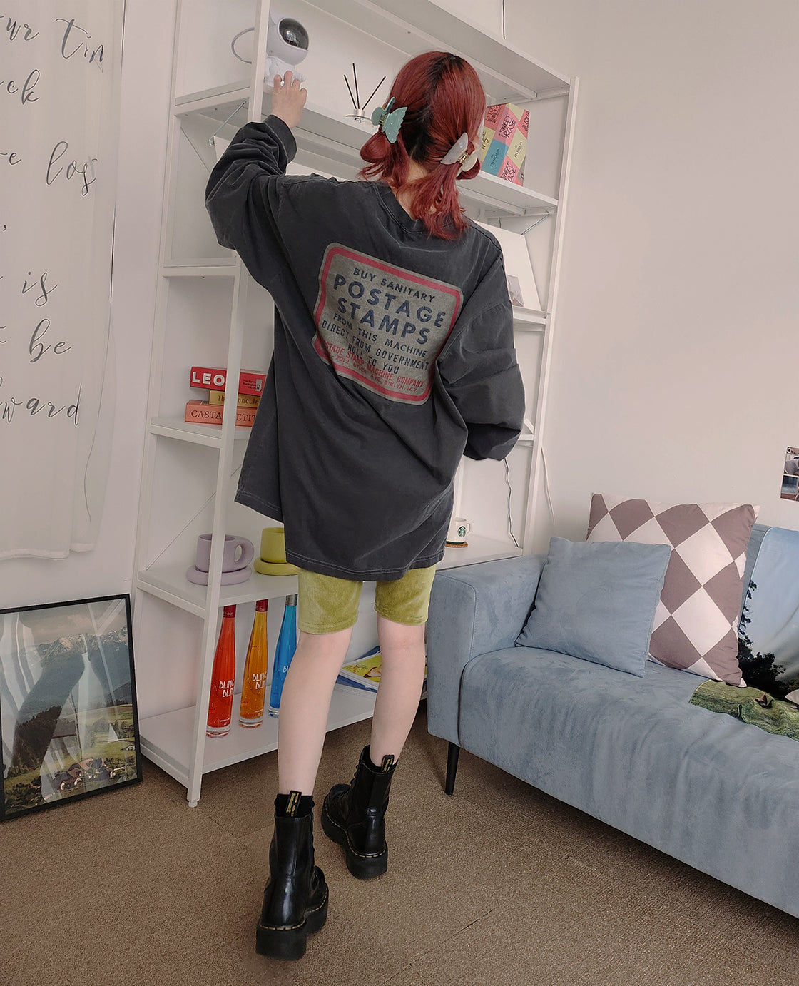 pigment box logo oversize long sleeve T