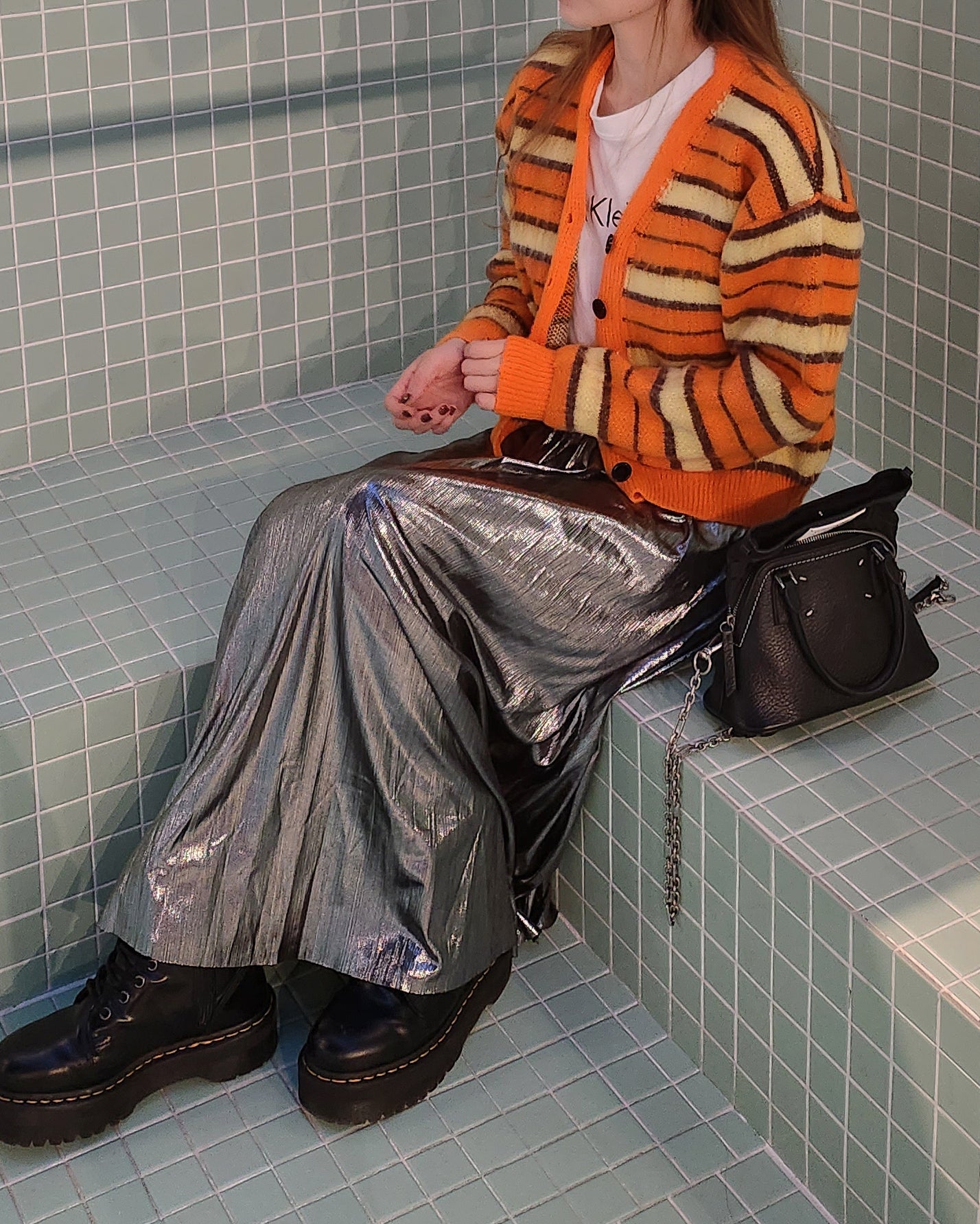 multi stripe knit cardigan