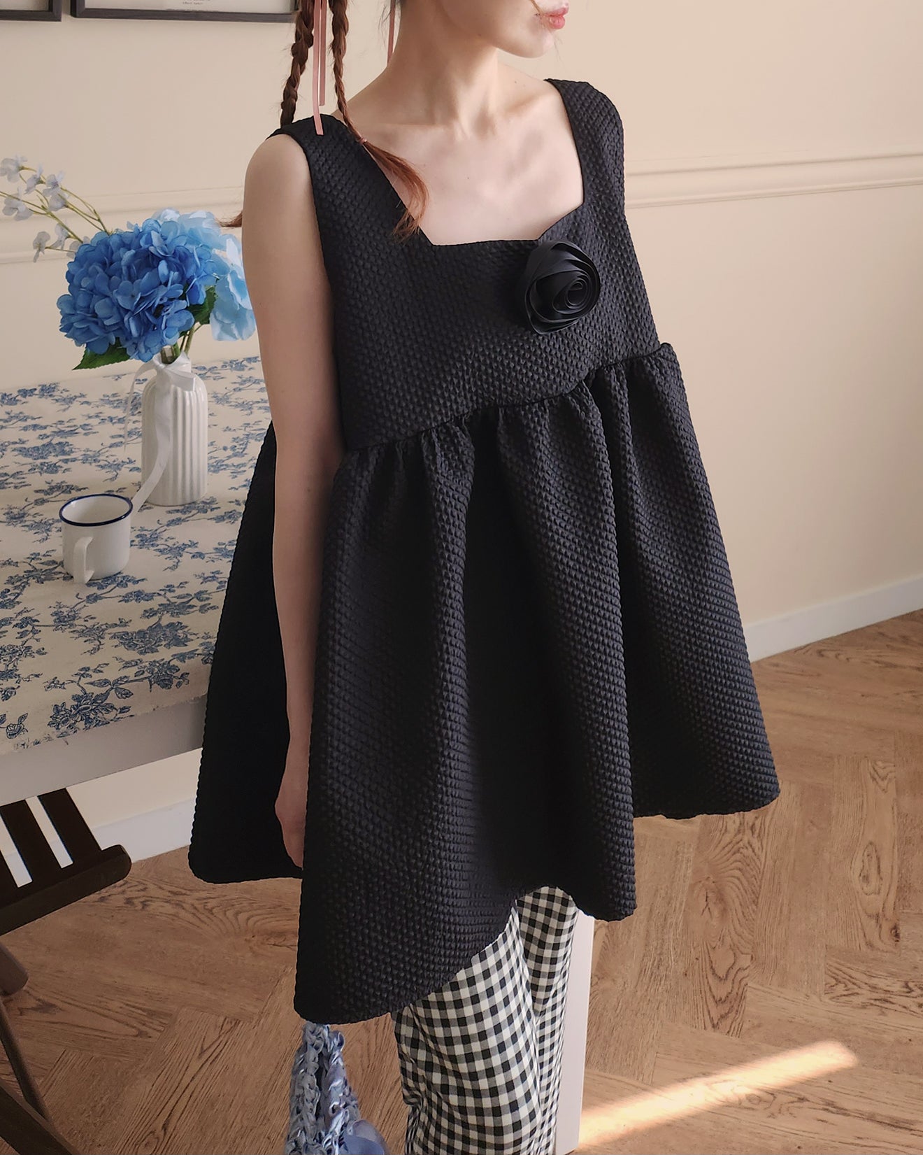 rose corsage set emboss tunic