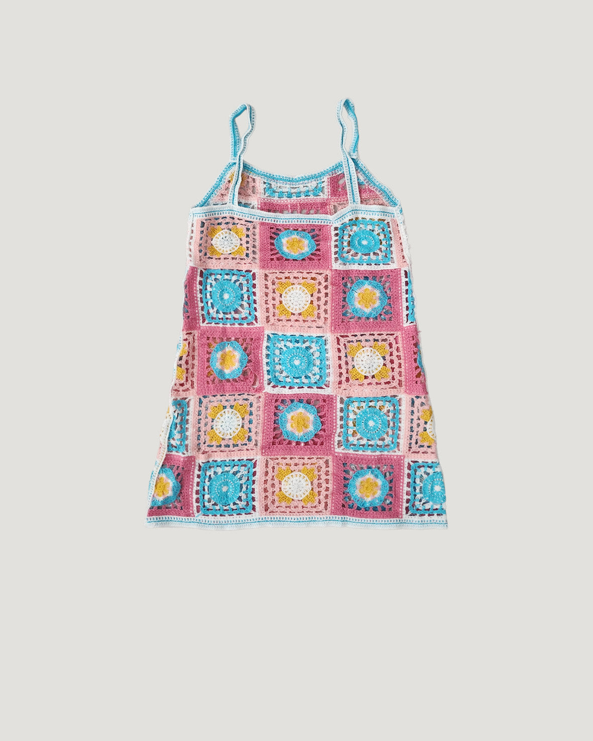 crochet knit flower mini dress