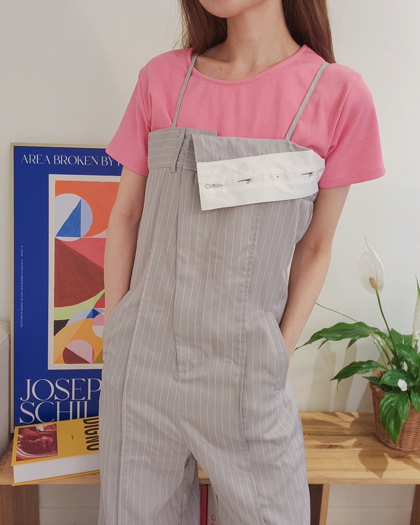 pinstripe design jumpsuit