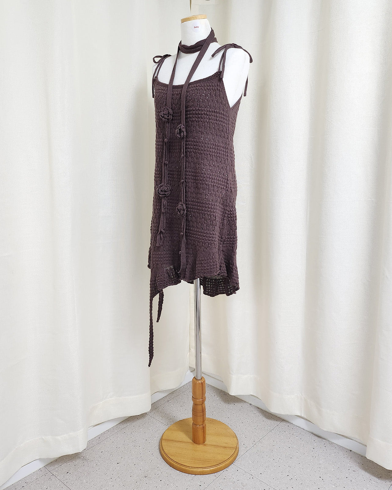 rose scarf knit mini dress