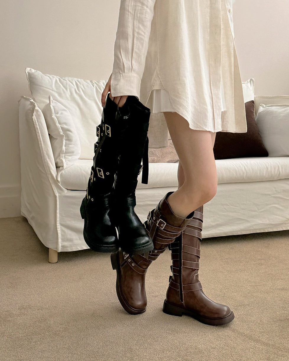 overlapped belt boots