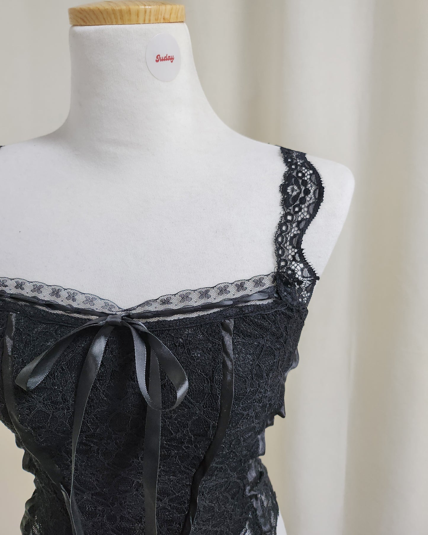 lace ribbon sheer bustier