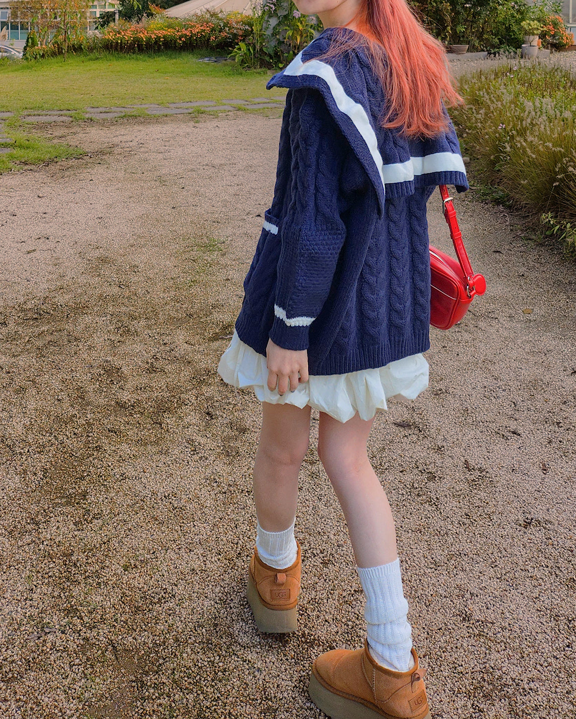 sailor collar oversize knit cardigan