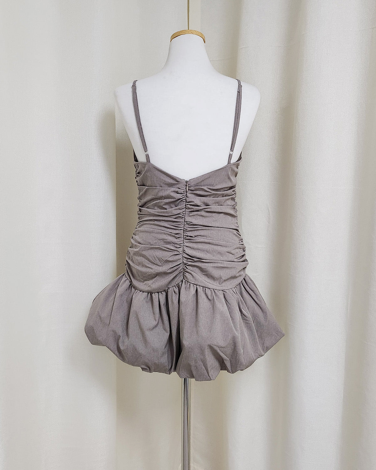 shirring balloon mini dress