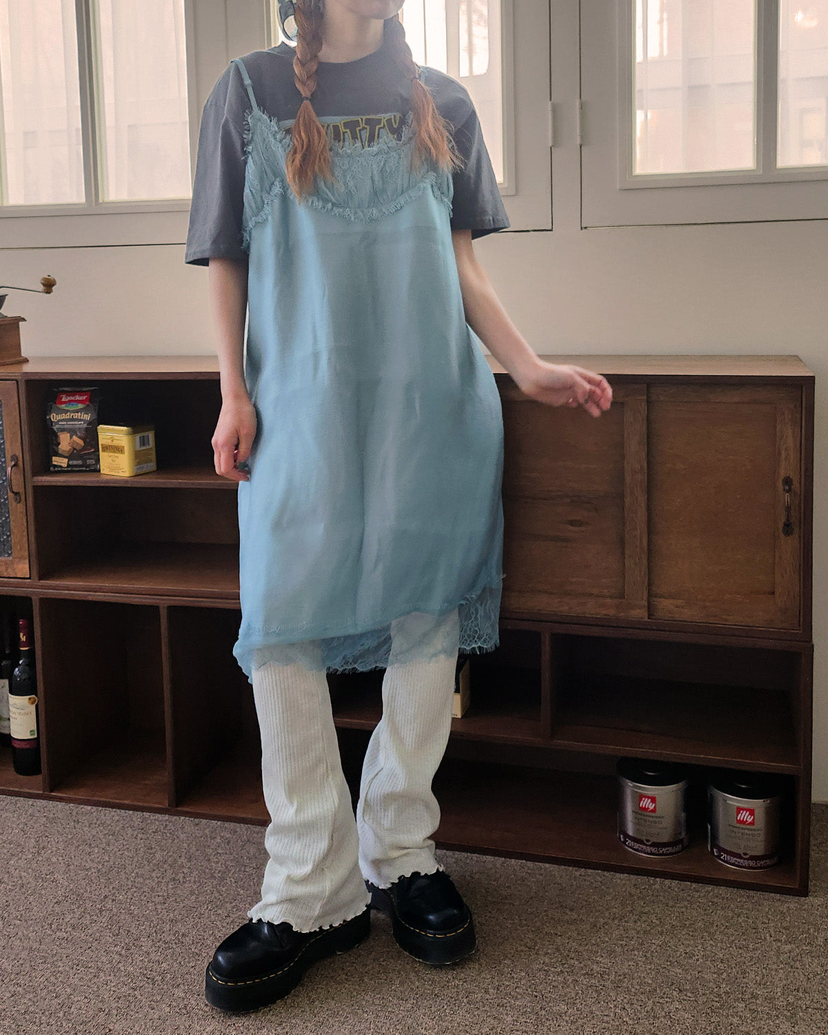 lace point camisole midi dress