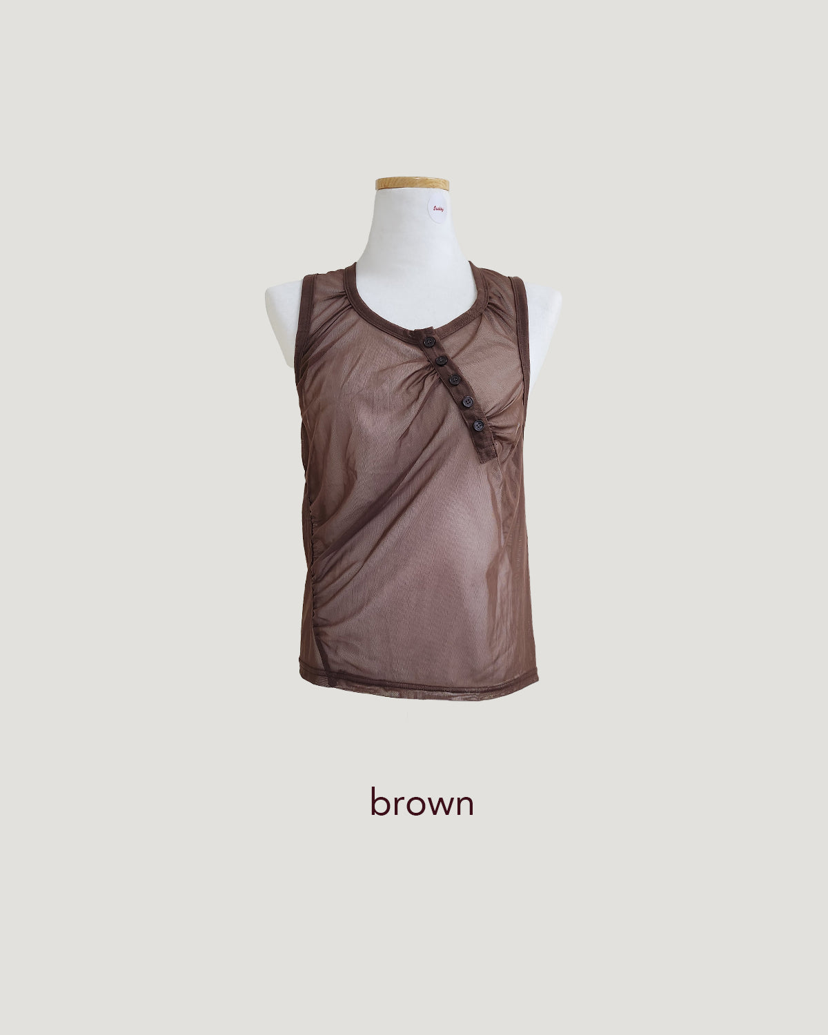 henry neck sheer sleeve less top