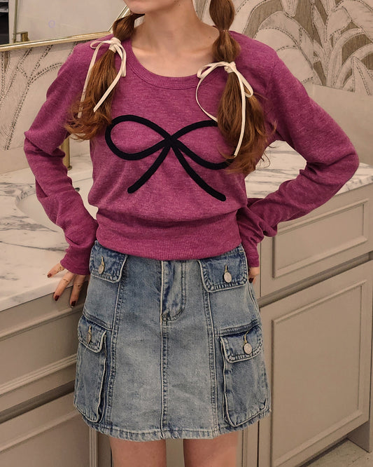 ribbon embroidery light knit T