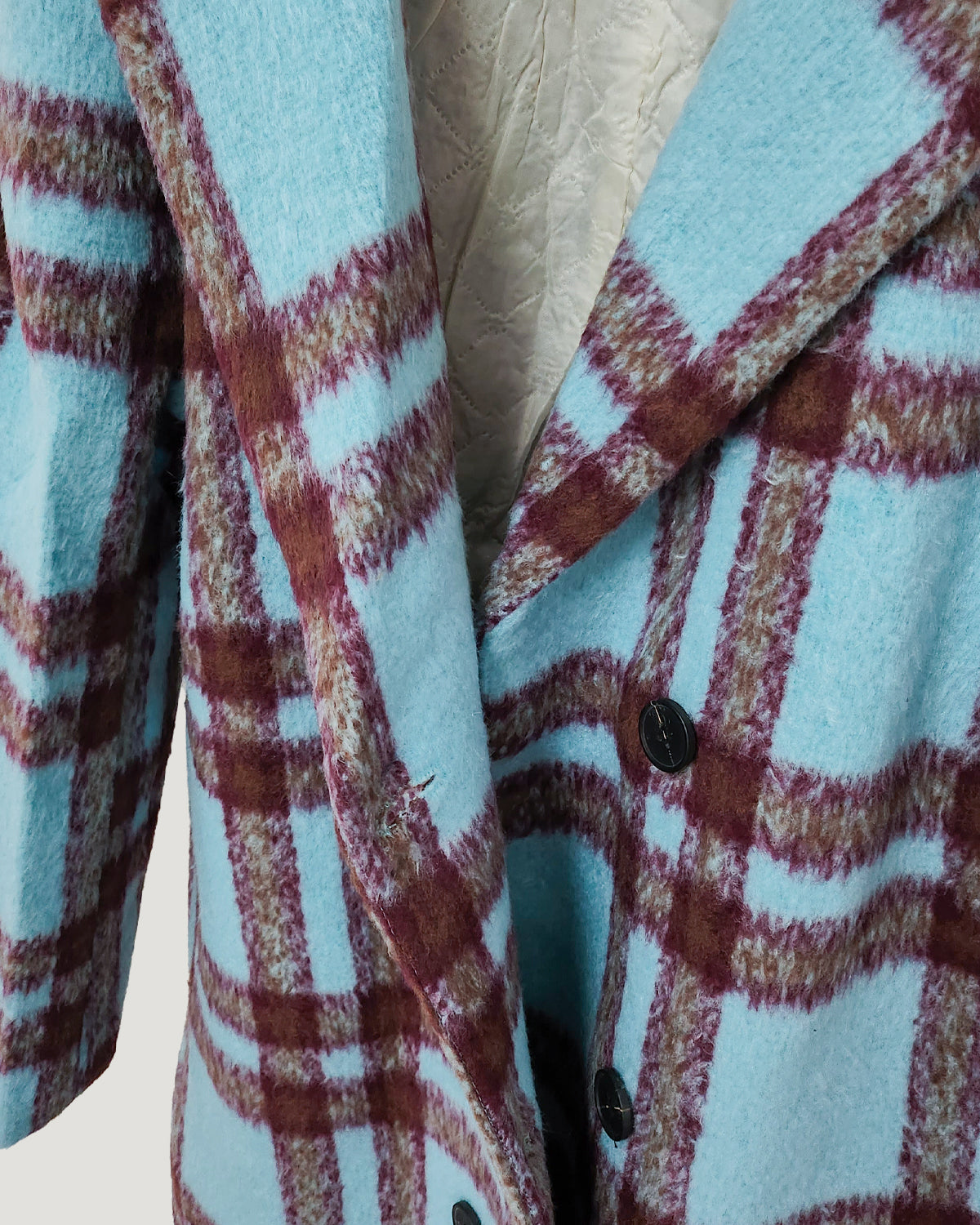 check wool blended coat