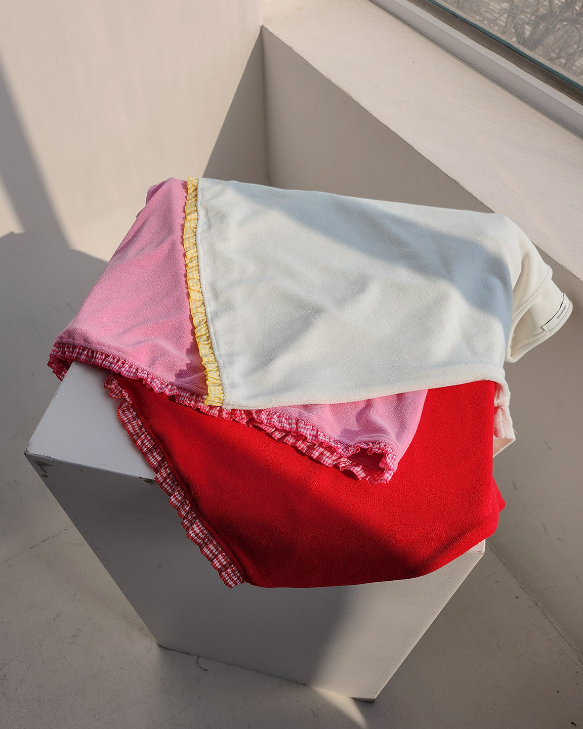 hem gingham check pile fabric T