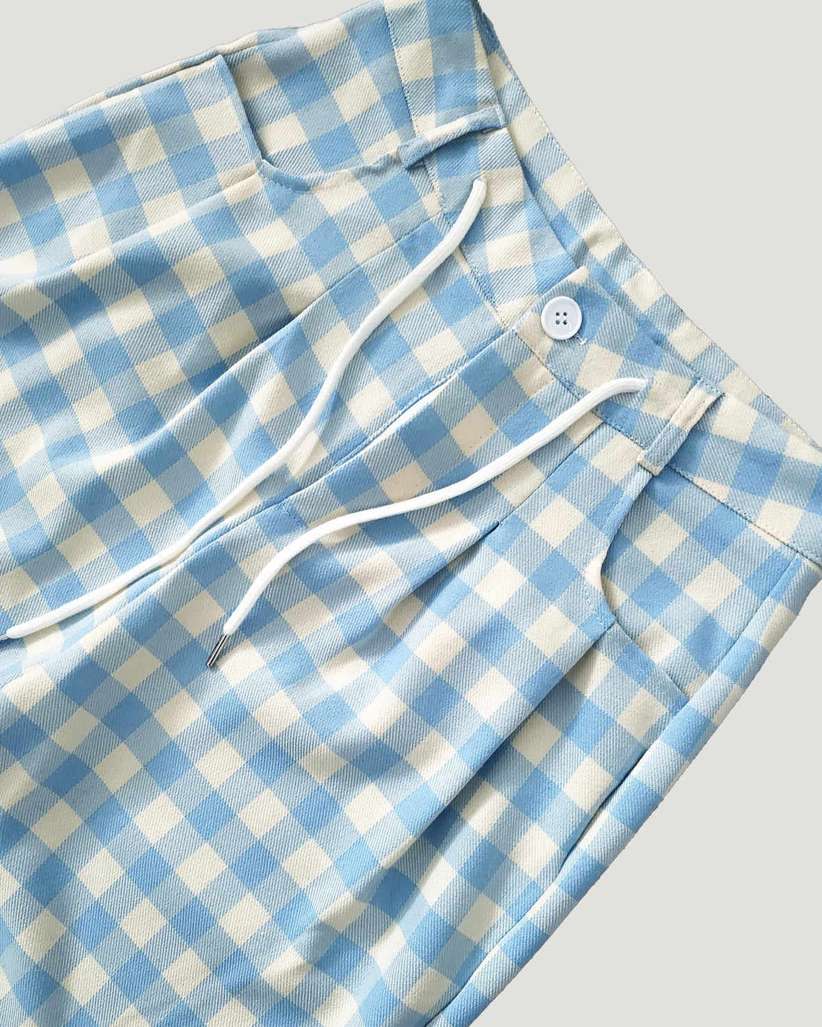 gingham check waist tuck wide pants