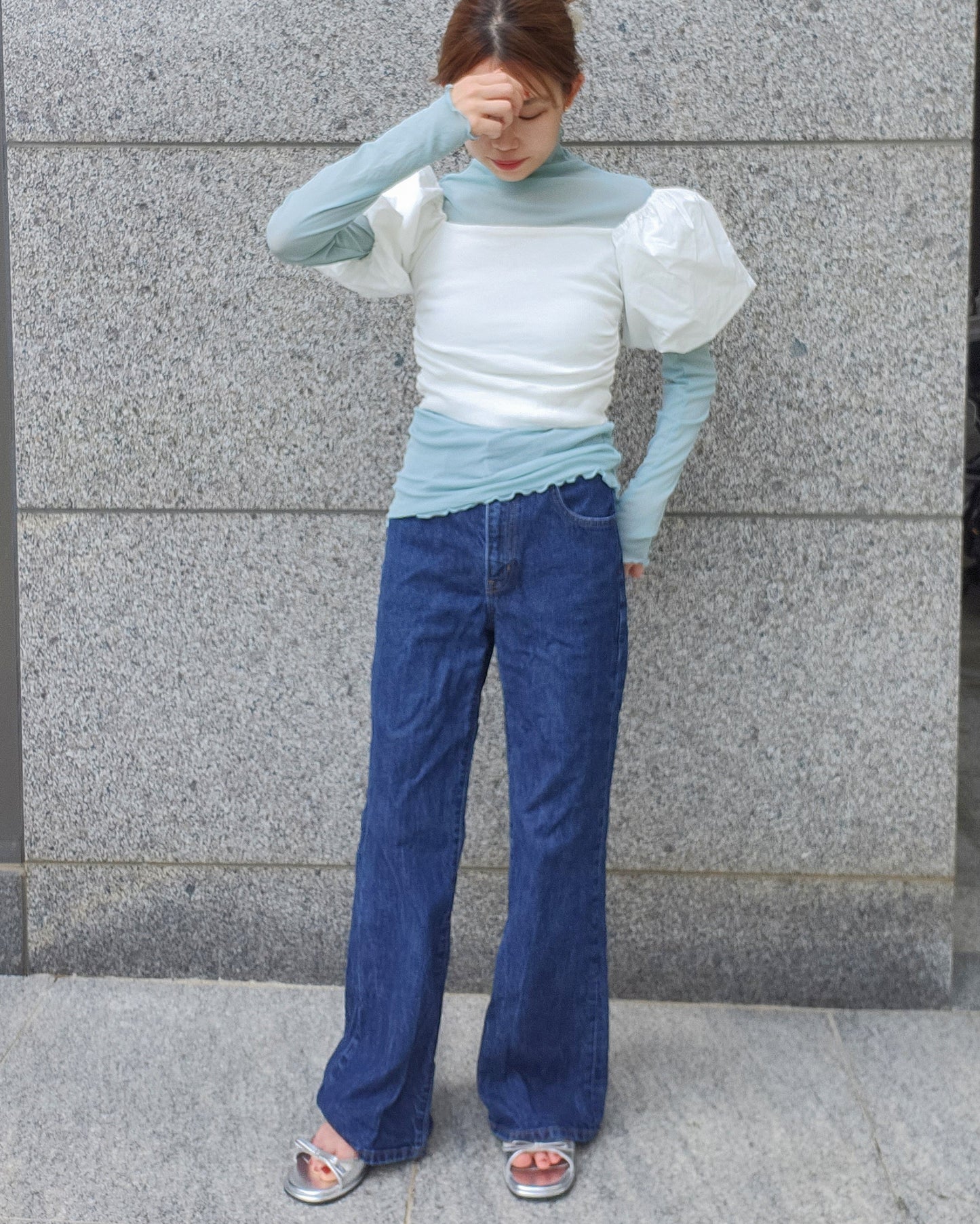 volume puff sleeve short top