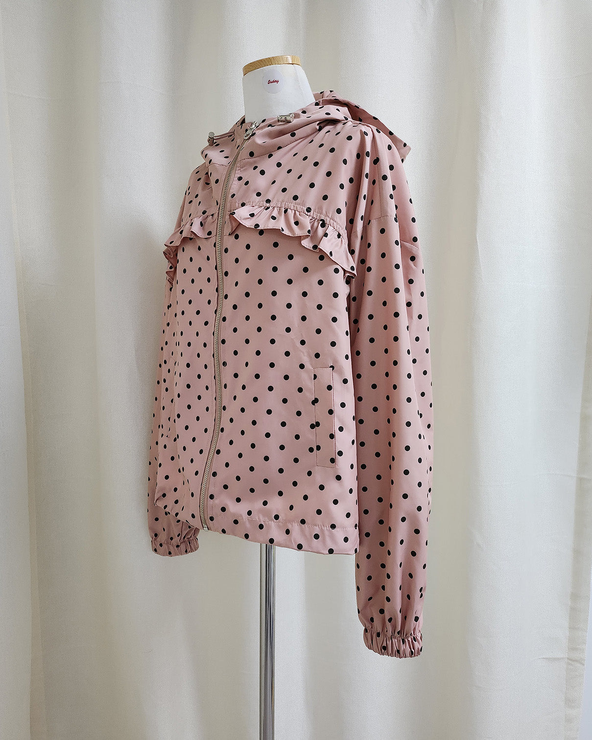 dot frill nylon blouson