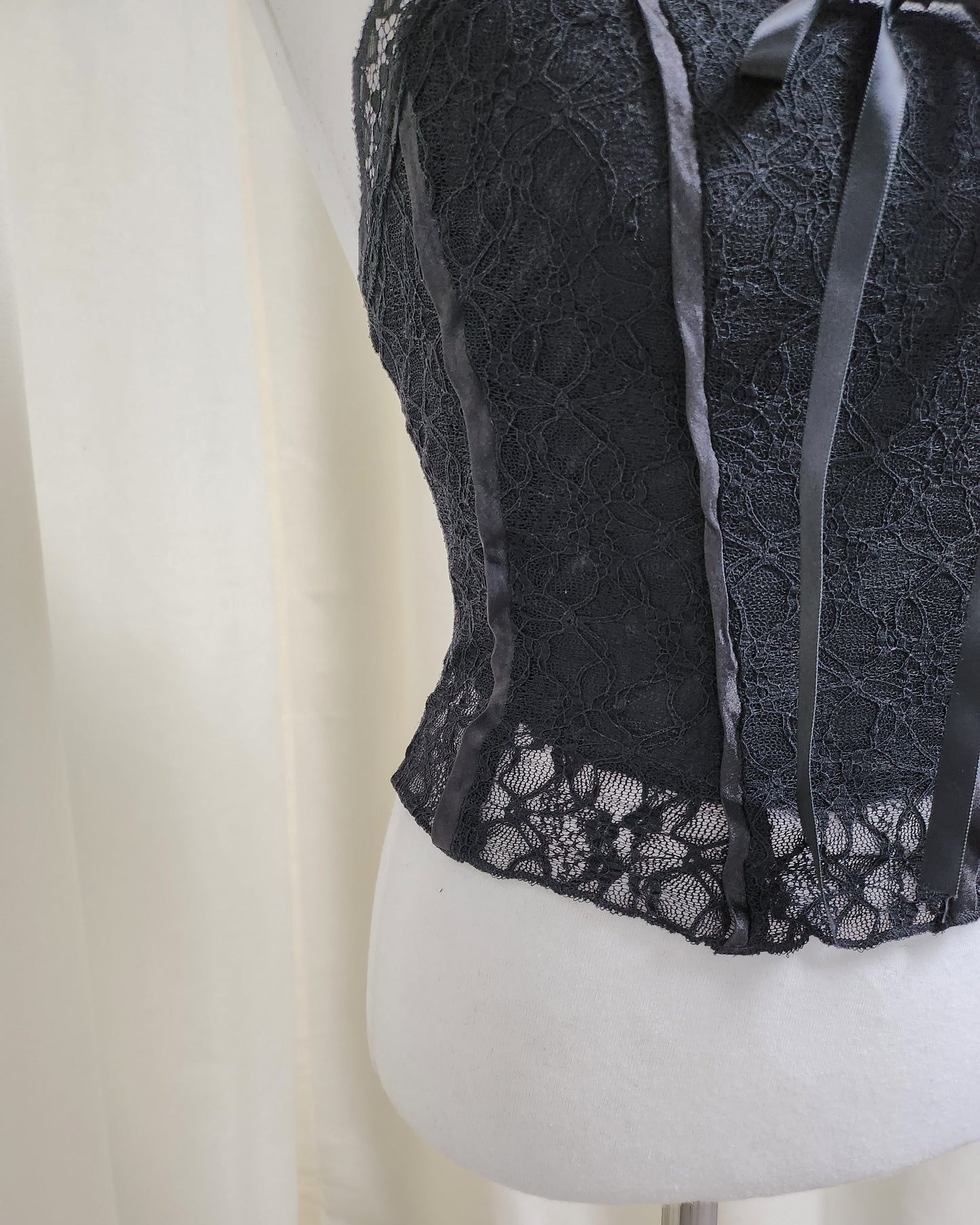 lace ribbon sheer bustier