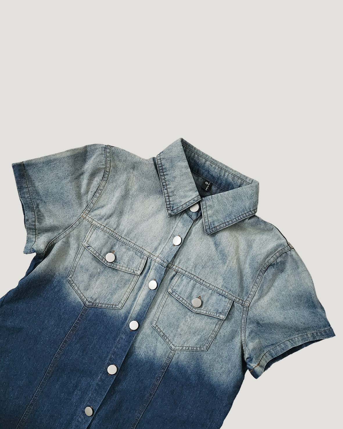 gradation denim shirt mini dress